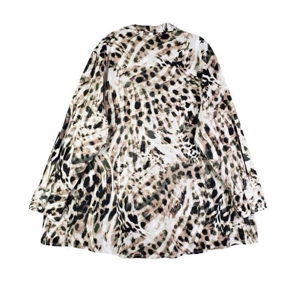 Wynne Layers Shirt Top Popover Tunic Womens Plus 2X LS Animal Print Collared - Picture 3 of 11